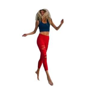 ZYIA Active Fierce Red Slashed Luxe Hi-Rise